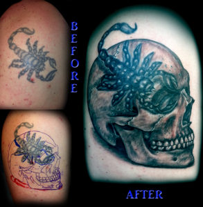 skull scorpion tattoo
