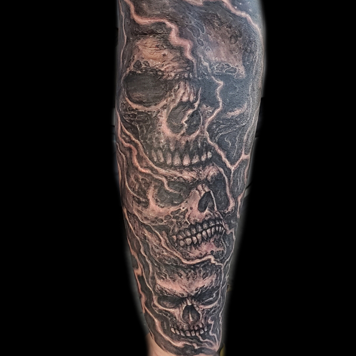 realistic skull tattoo done in San Francisco at Masterpiece Tattoo
