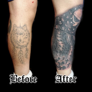 flag cover up tattoo