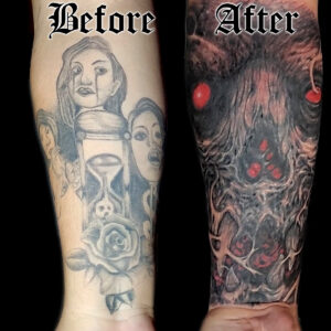 cover up tattoo skull dak art