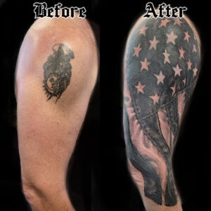 flag cover up tattoo